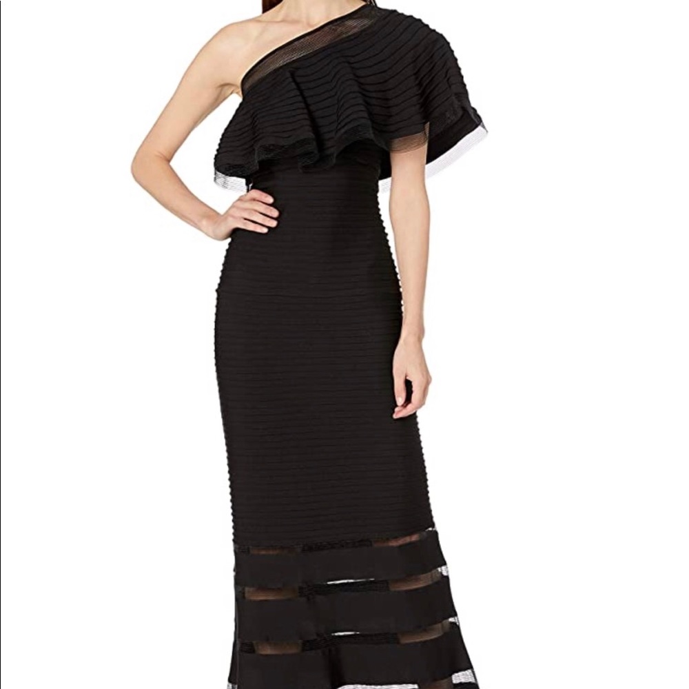 Tadashi Shoji Women’s One Shoulder Ruffle Gown